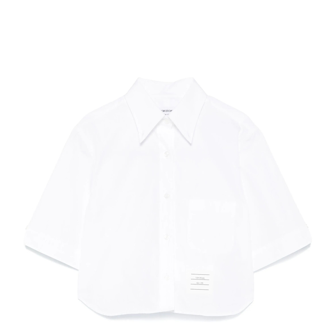 Poplin Cropped Short Sleeve Shirt Women - 7