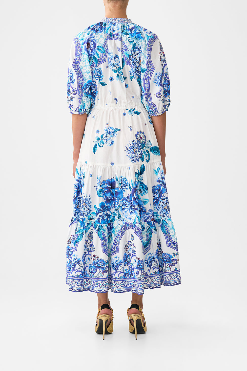 PUFF SLEEVE MIDI SHIRT DRESS - 3