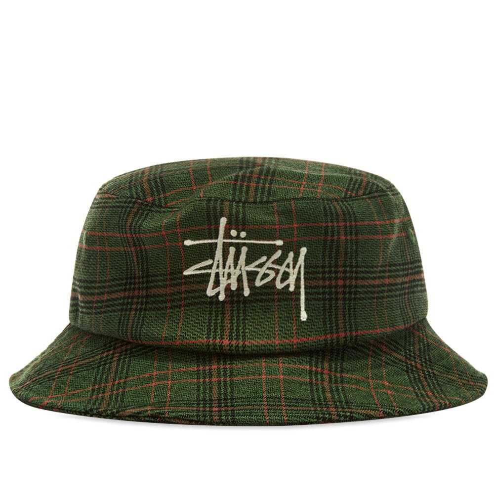 Stussy Big Logo Plaid Bucket Hat - 1