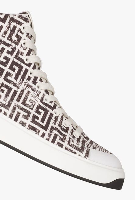 White and black monogram canvas B-Court high-top sneakers - 6