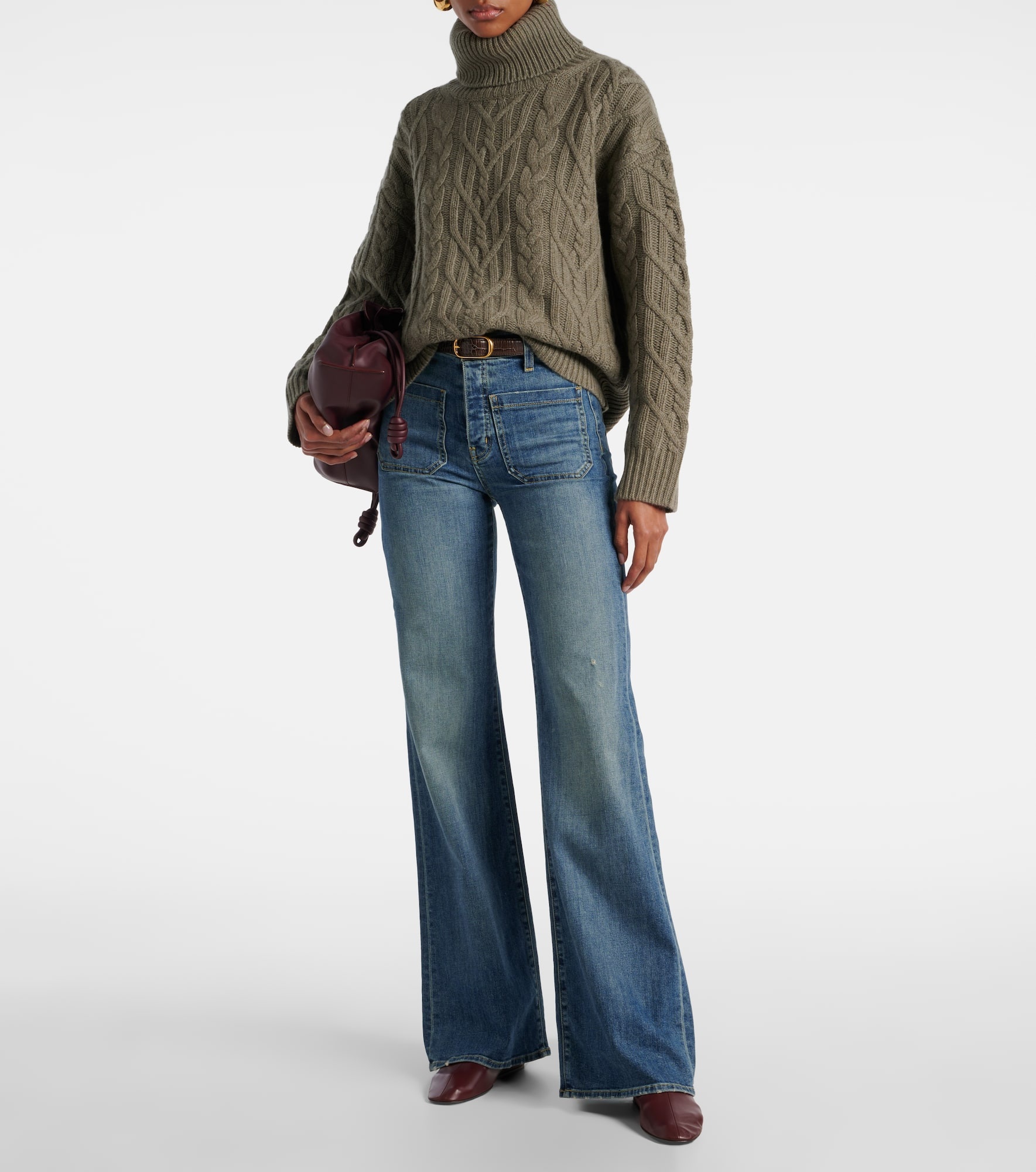 Gigi cable-knit cashmere turtleneck sweater - 2