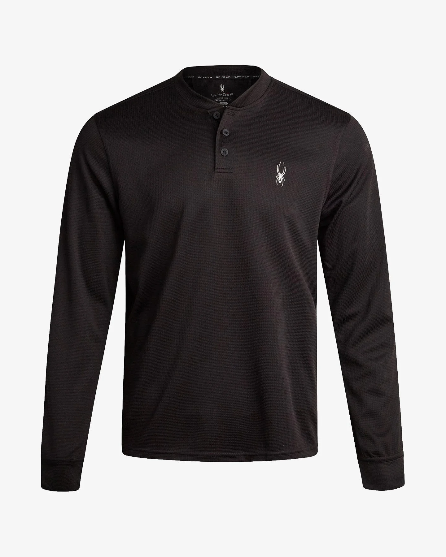 Men's Long Sleeve Thermal Henley - Black - 1
