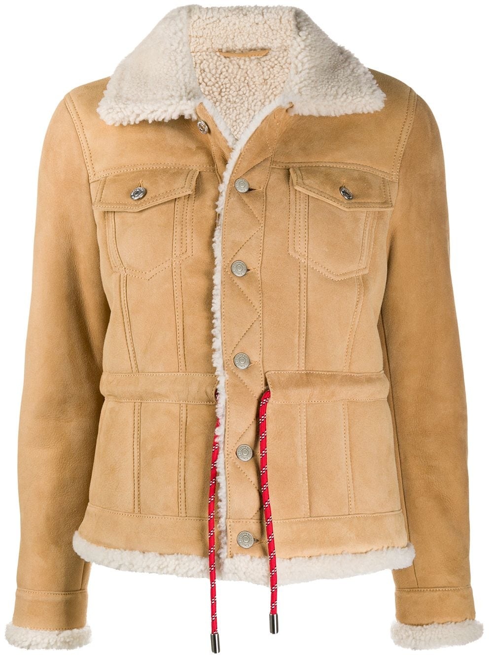 sheepskin jacket with contrast belt - 1