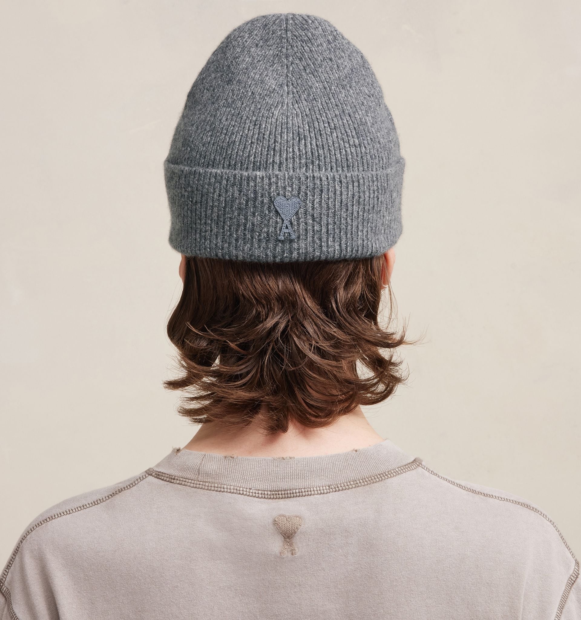 AMI  Paris Ami De Coeur Embroidered Wool Beanie