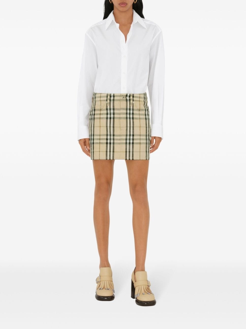 check-pattern mini skirt - 2