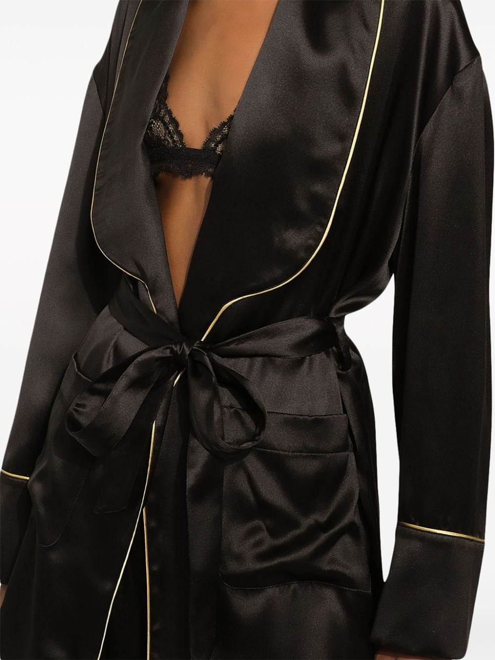 belted silk blazer - 5