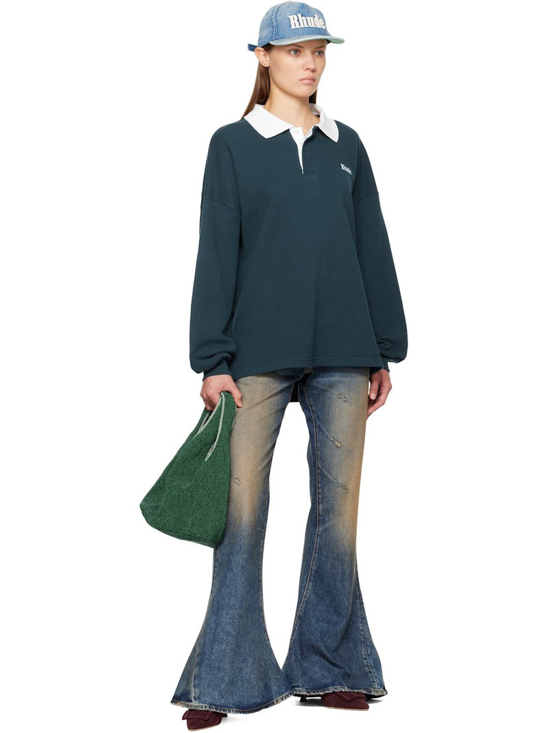 Rhude Navy LS Pique Polo outlook