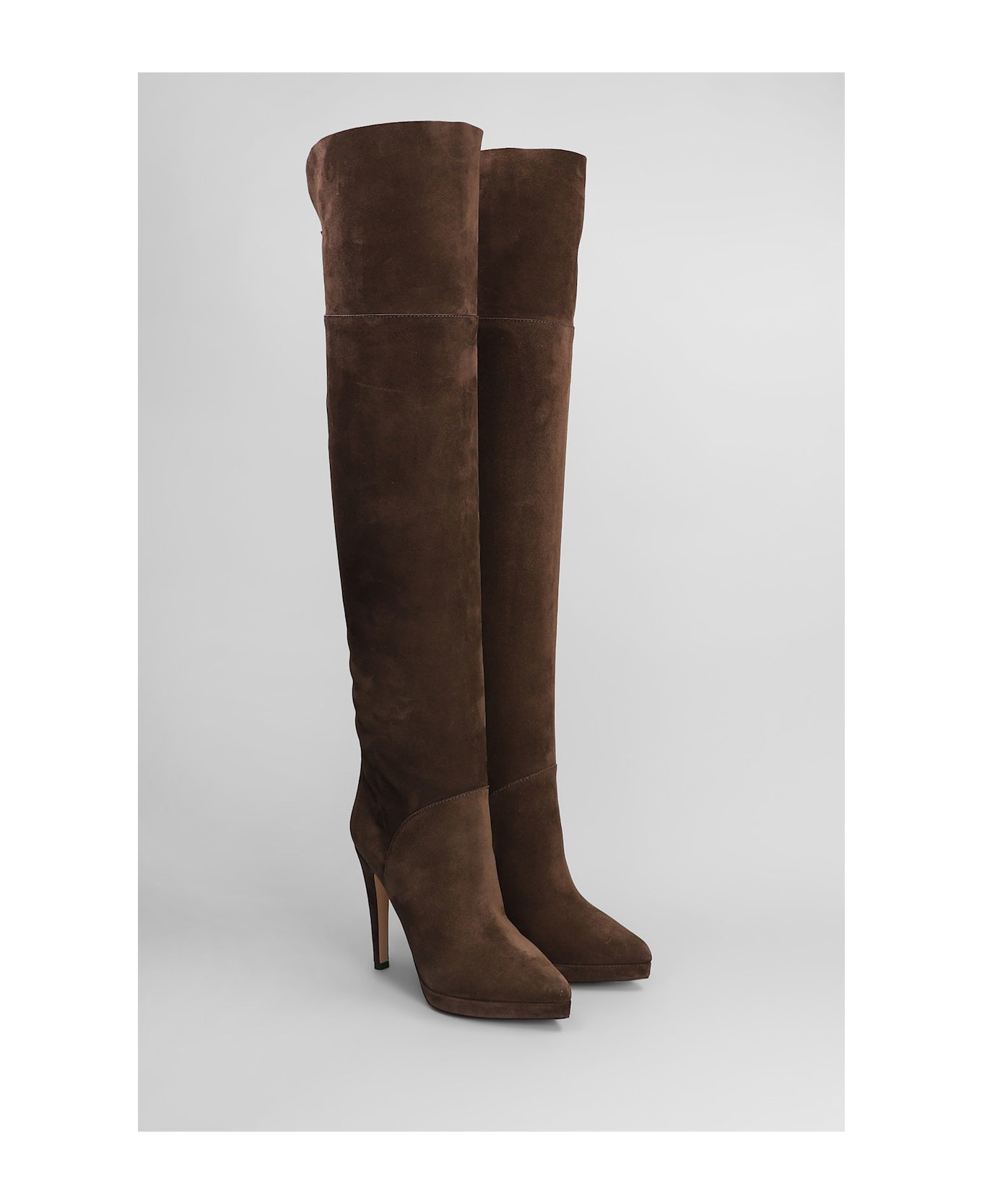 High Heels Boots In Brown Suede - 2