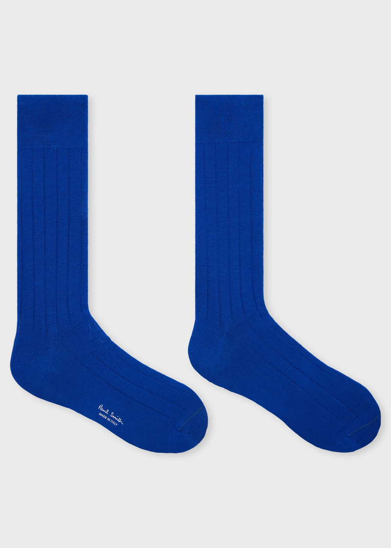 Paul Smith Bright Blue Ribbed Cotton Socks outlook