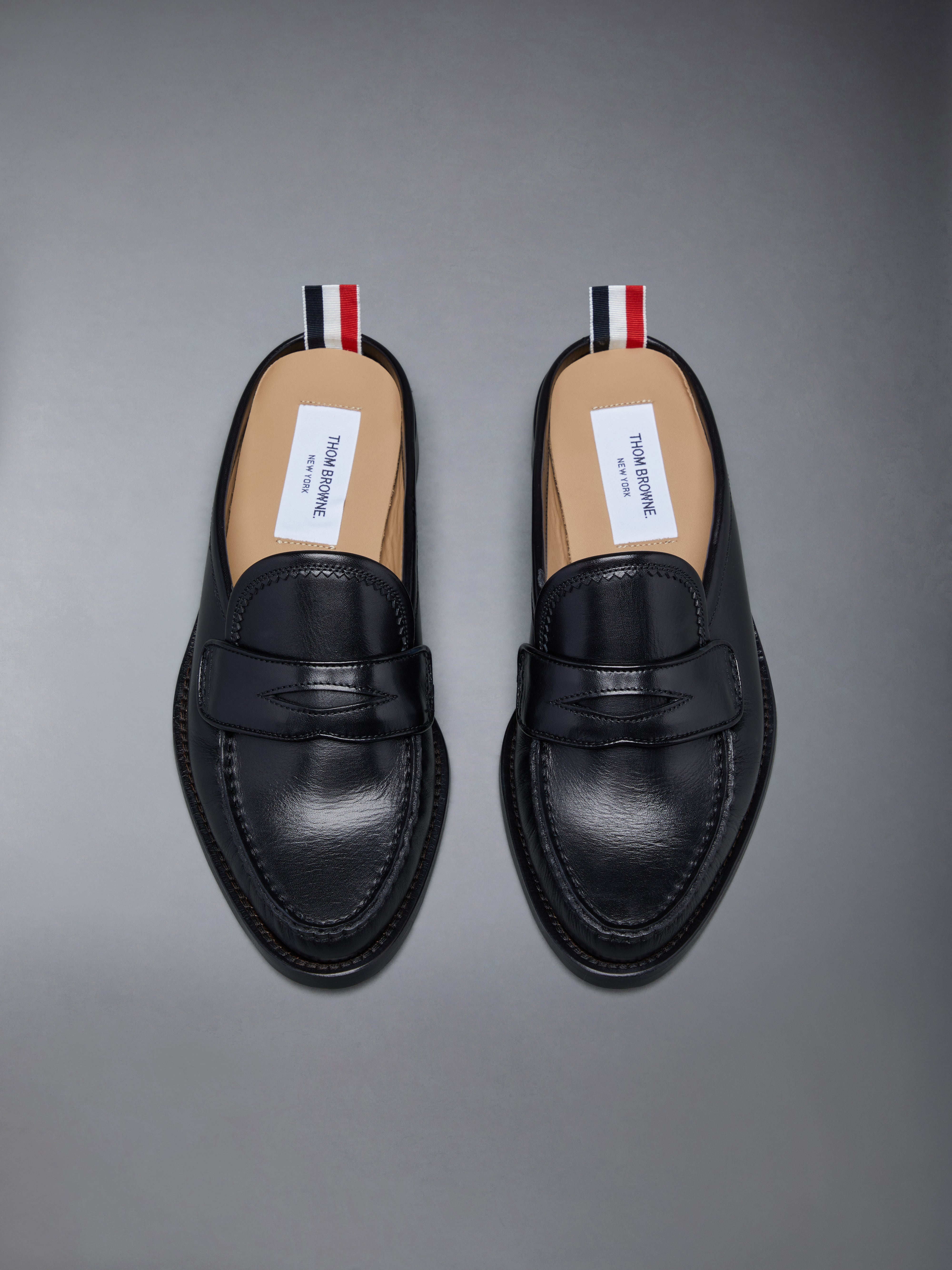 CALF FLEXIBLE LEATHER SOLE PENNY LOAFER MULE - 5