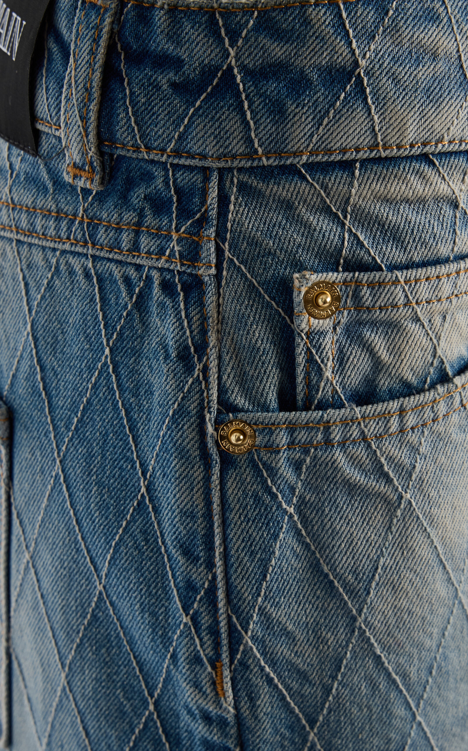 Quilted Rigid Straight-Leg Jeans medium wash - 5