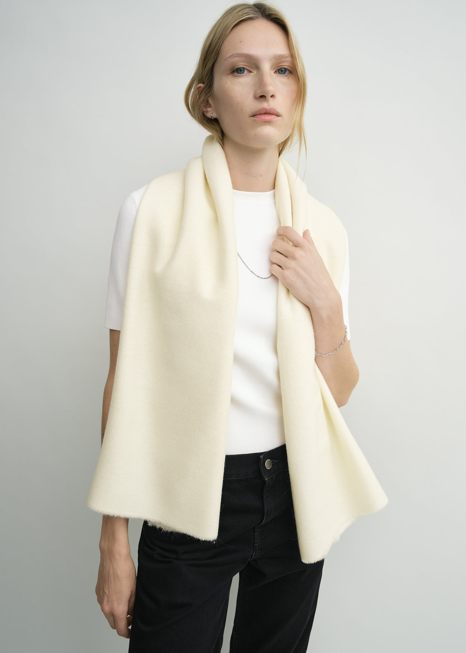 Classic winter scarf off-white - 3