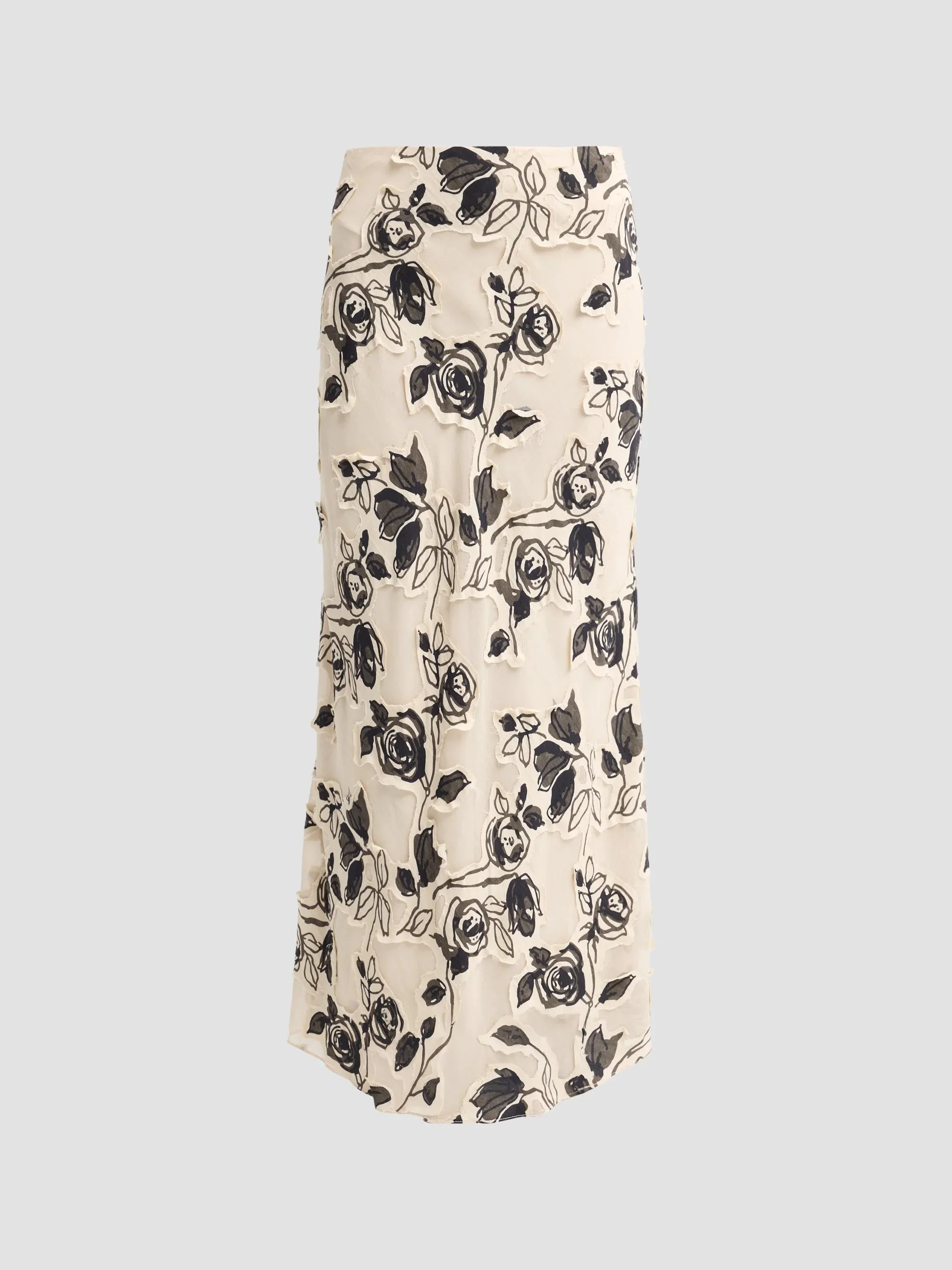 Women's Sophie Floral Burnout Chiffon Maxi Skirt - Cream - 1