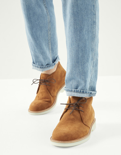 Brunello Cucinelli Suede mid boots with white sole outlook