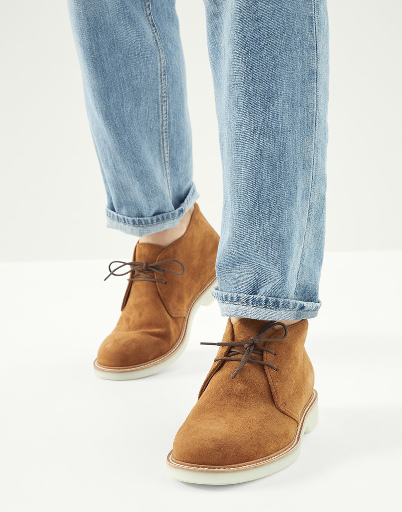 Brunello Cucinelli Suede mid boots with white sole outlook
