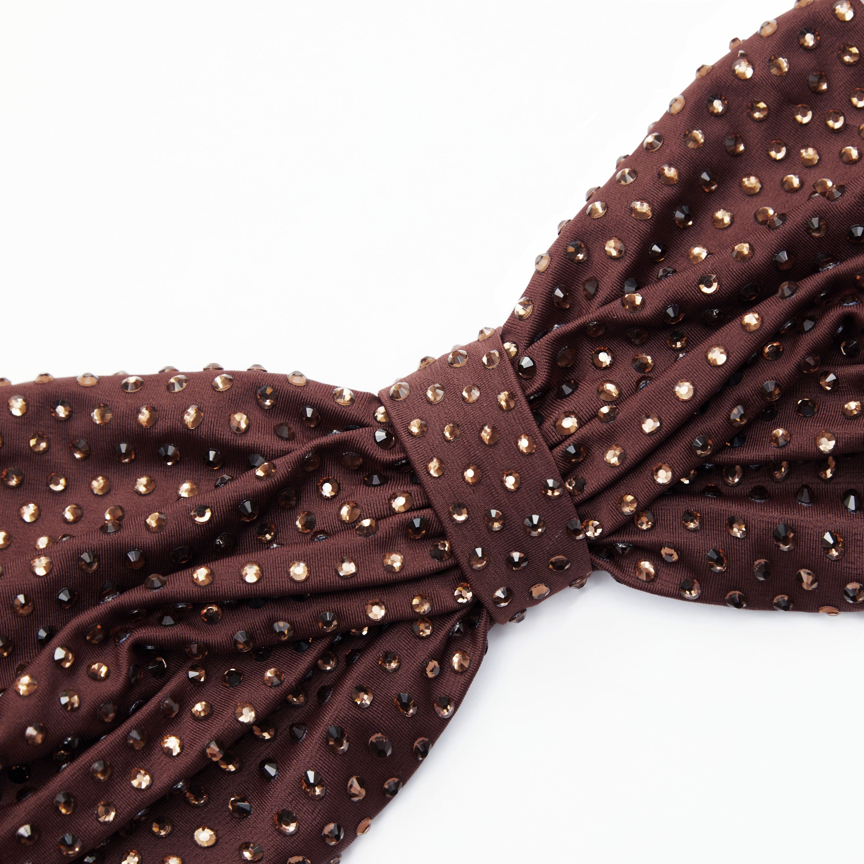 Brown Rhinestone Bandeau Bikini Top - 5