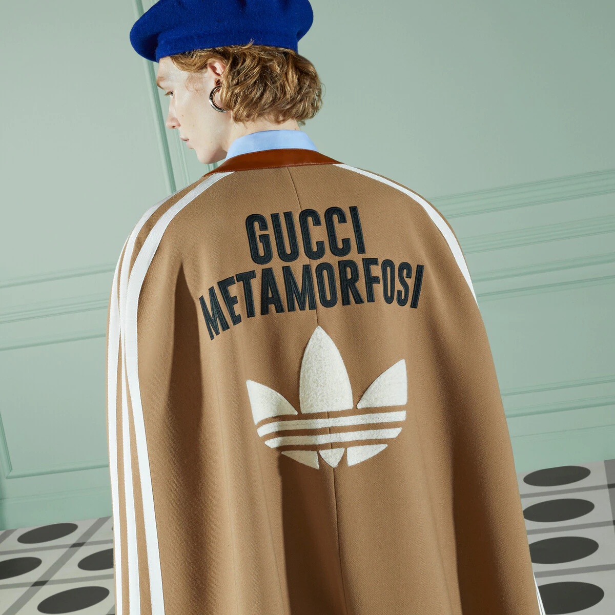 adidas x Gucci wool and shearling cape - 4