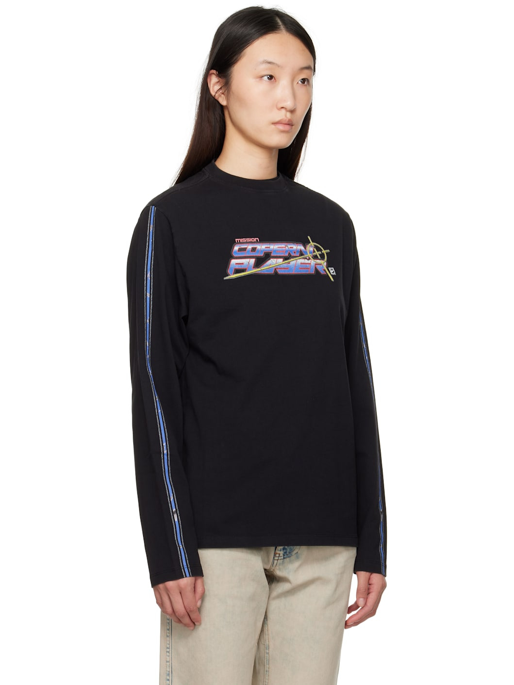 Black Slogan Long Sleeve T-shirt - 2