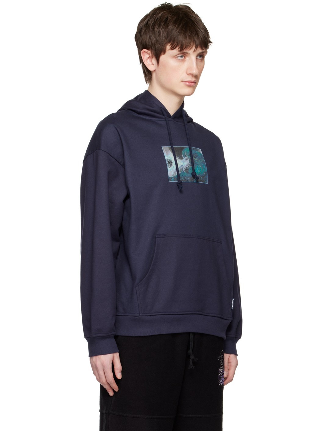 Navy Printed Hoodie - 2