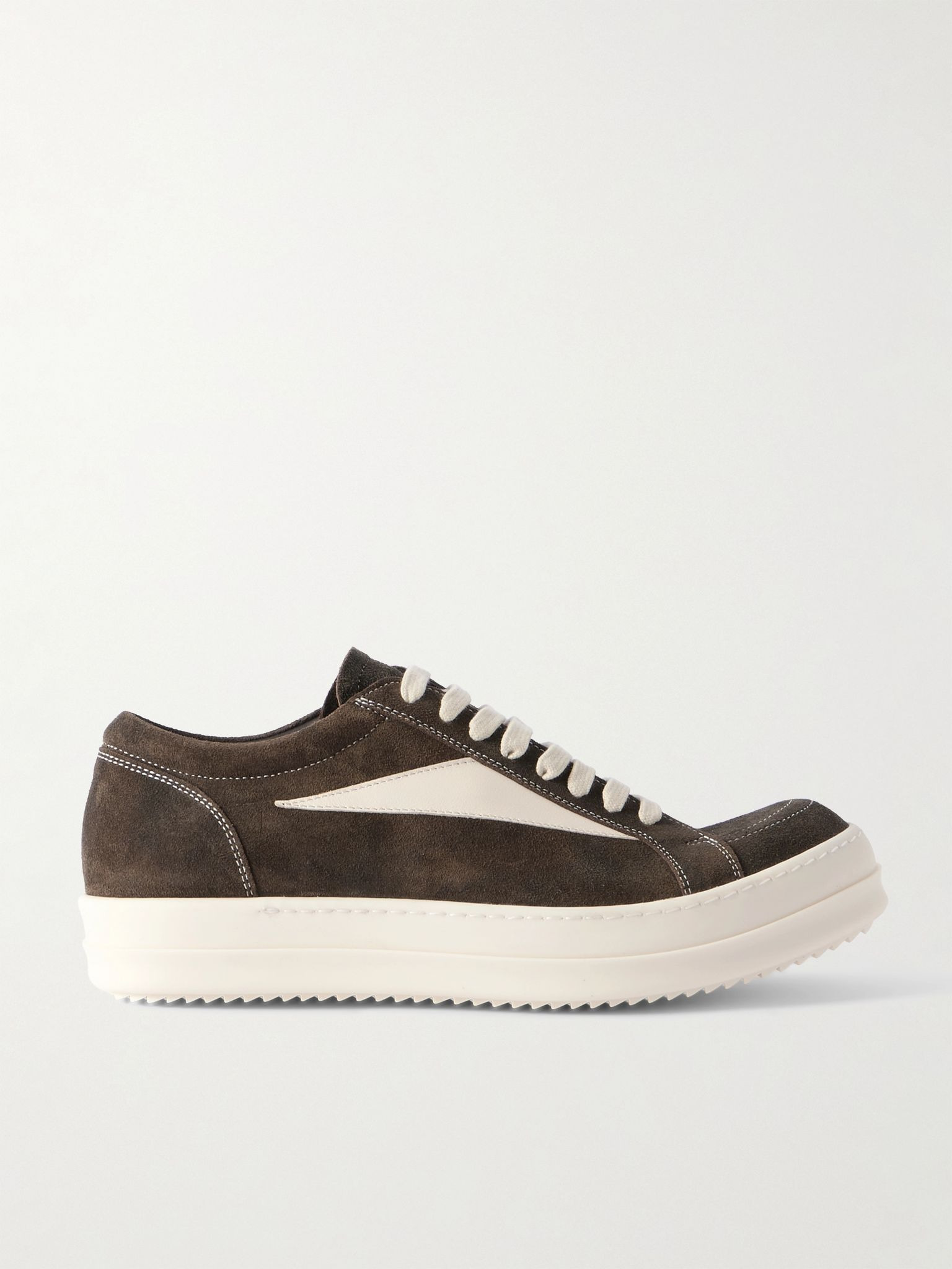 Vintage Leather-Trimmed Suede Sneakers Brown - 1