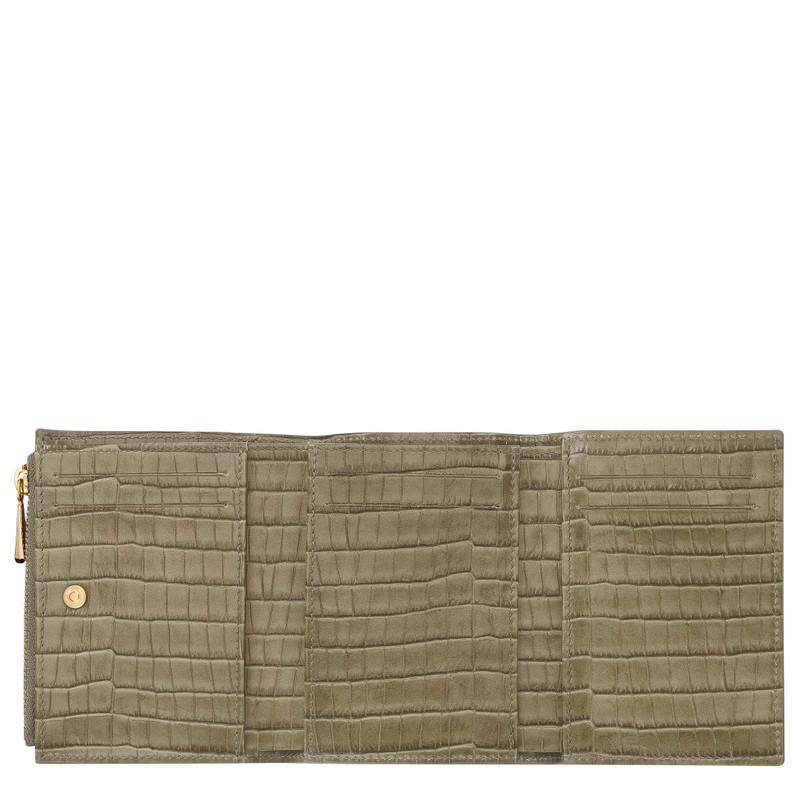 Longchamp Pocket Compact wallet Olive - Leather 3