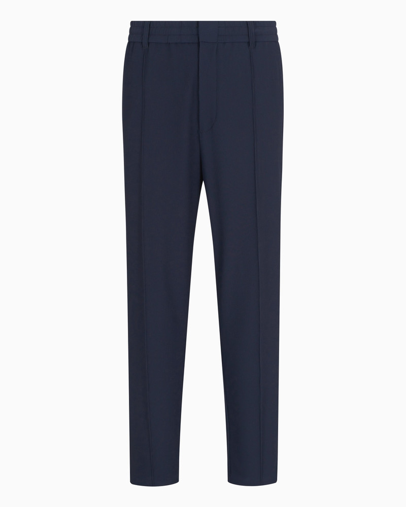 CANNETÉ-EFFECT STRETCH NYLON TROUSERS WITH RIBS 1