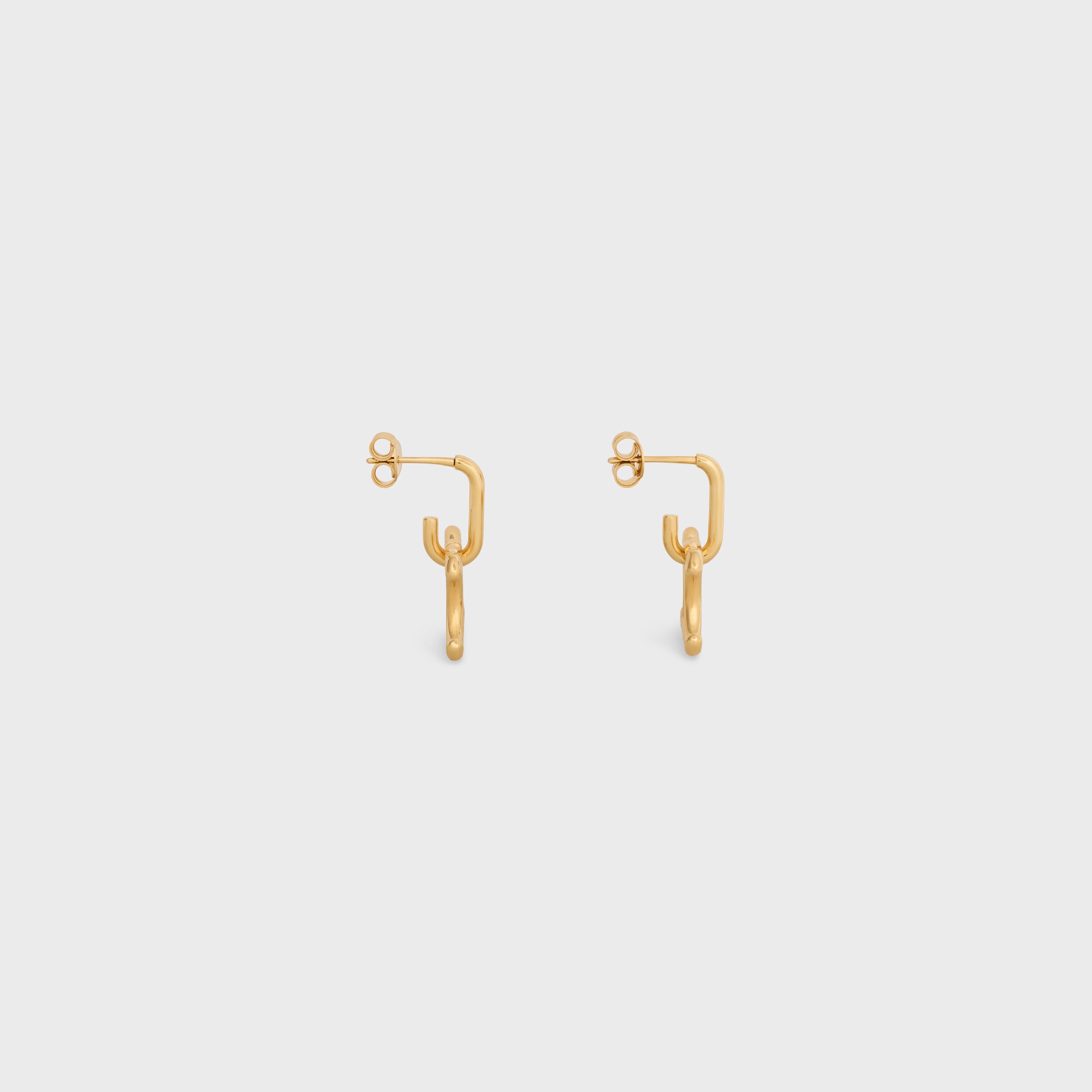 Triomphe Lock Earrings in Brass with Gold Finish - 3