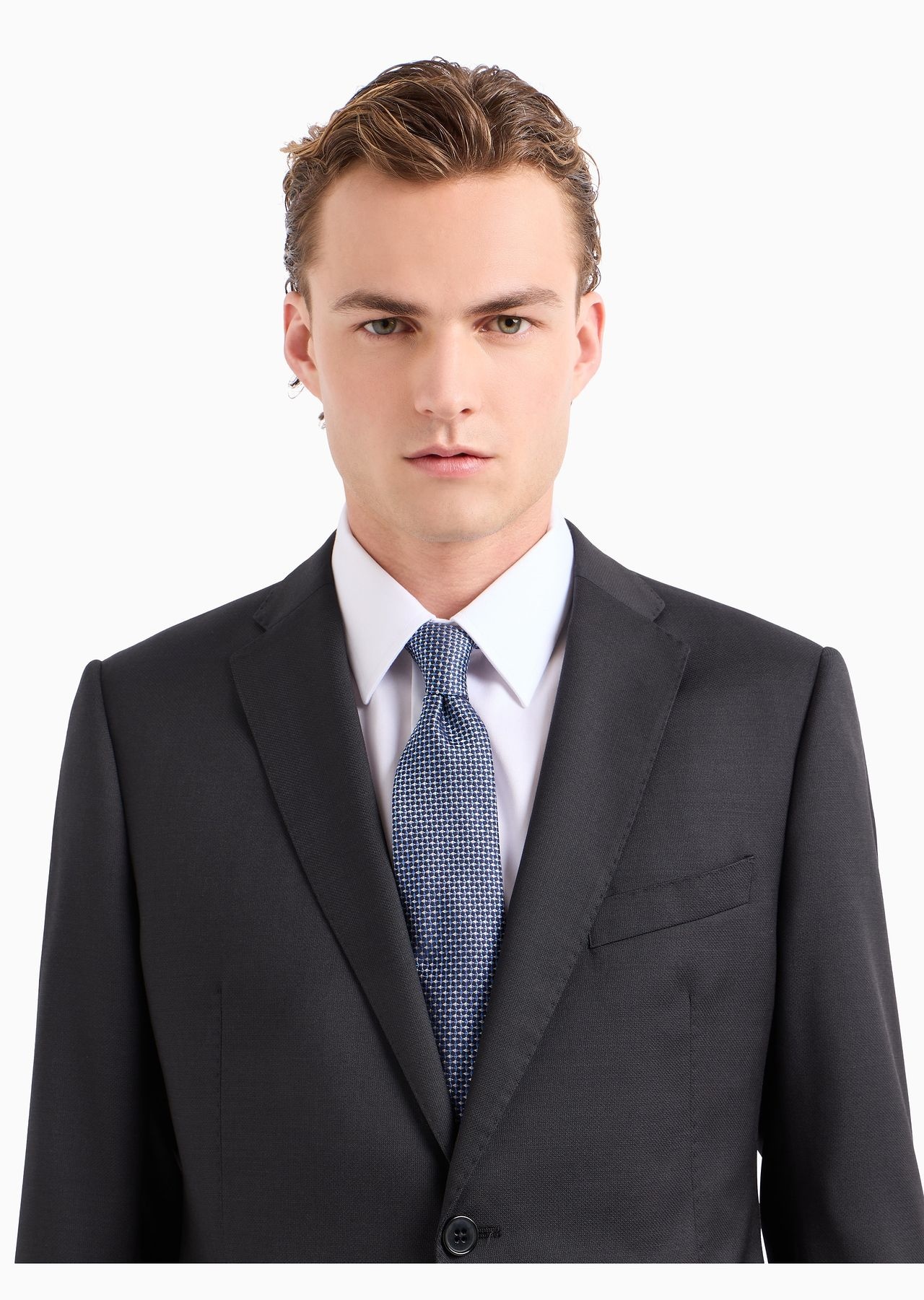 Pure silk tie with jacquard op-art motif - 5