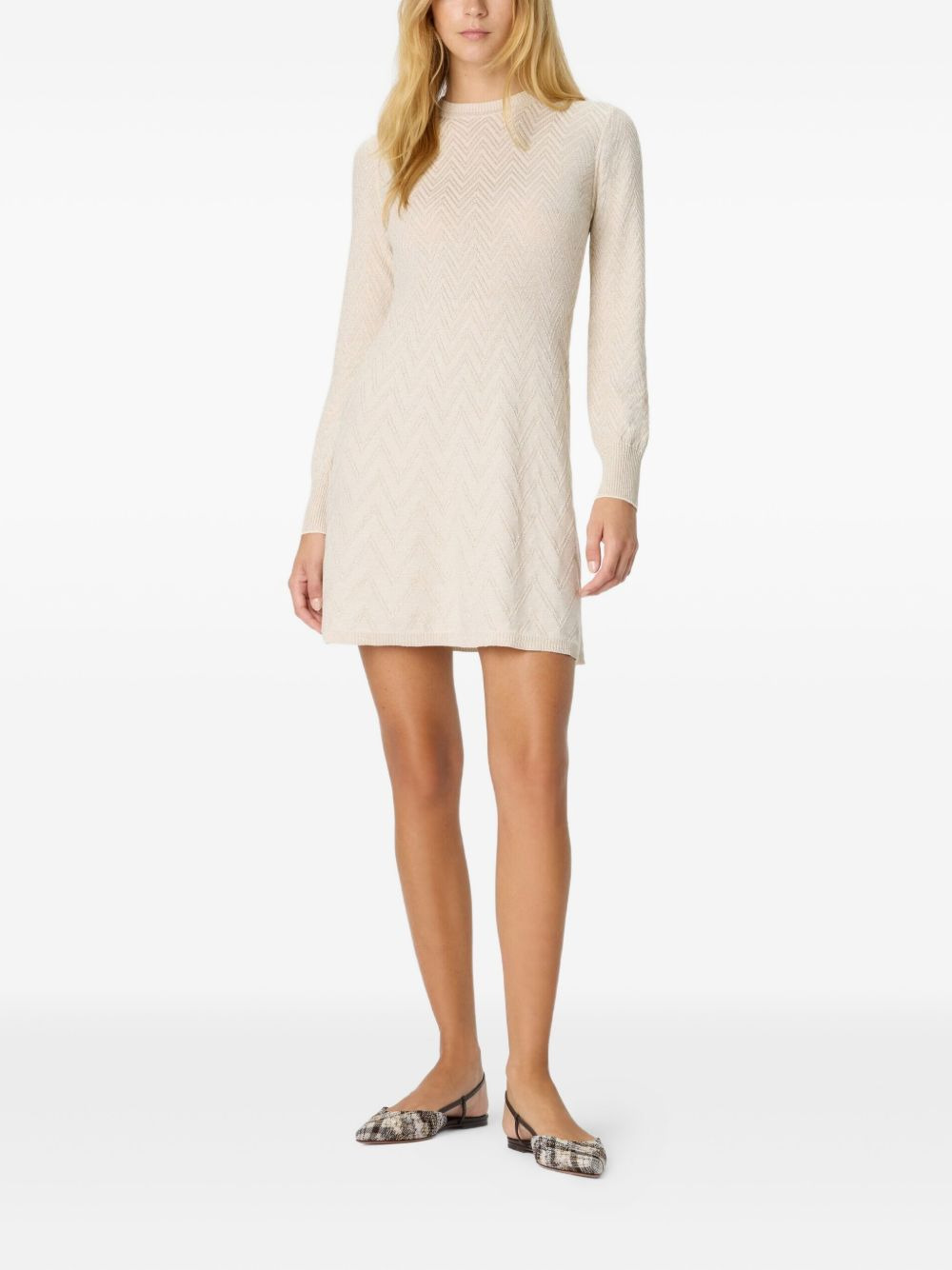 zigzag-pattern long-sleeve mini dress - 2