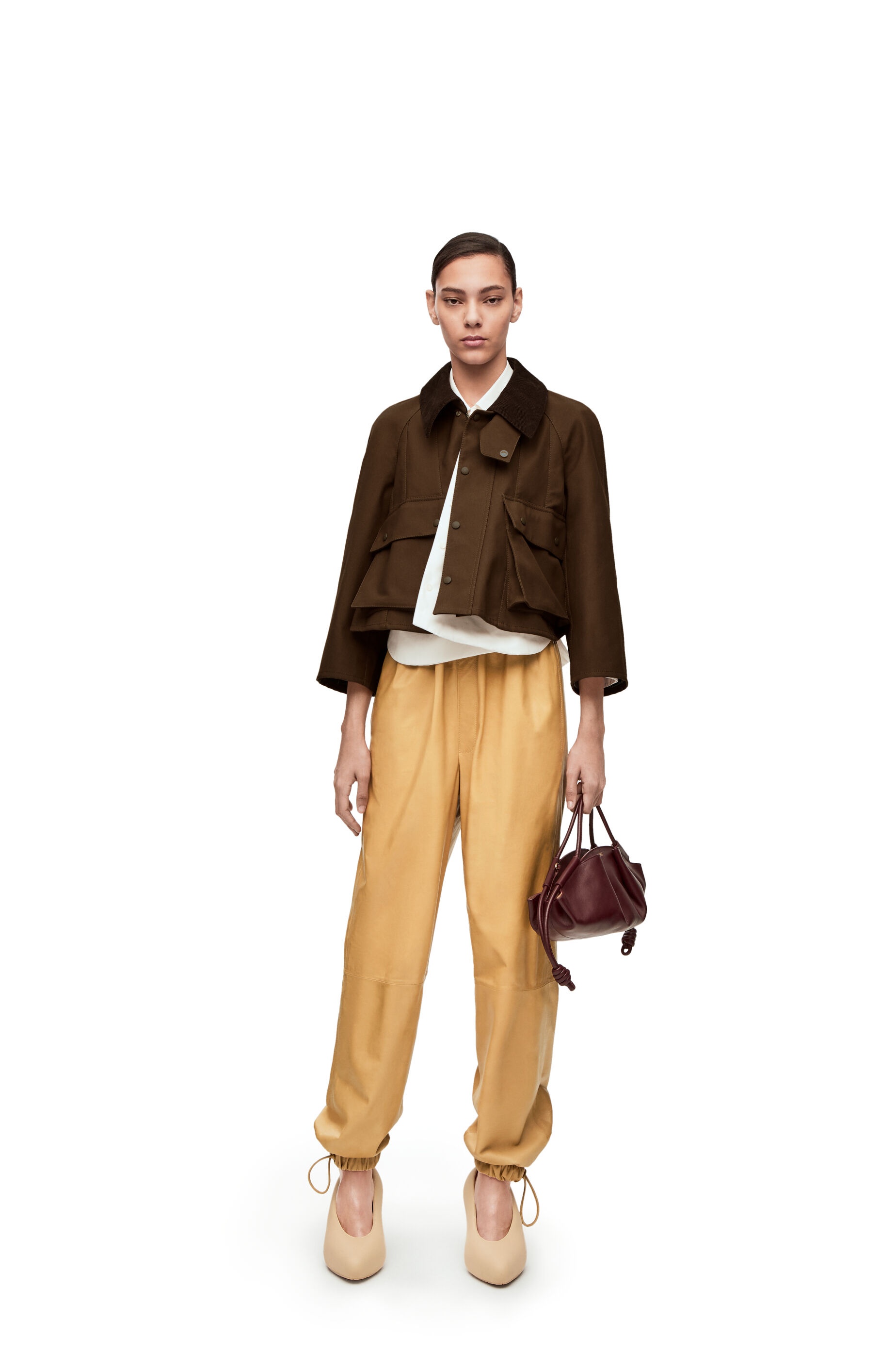Short trapeze parka in waxed cotton - 2