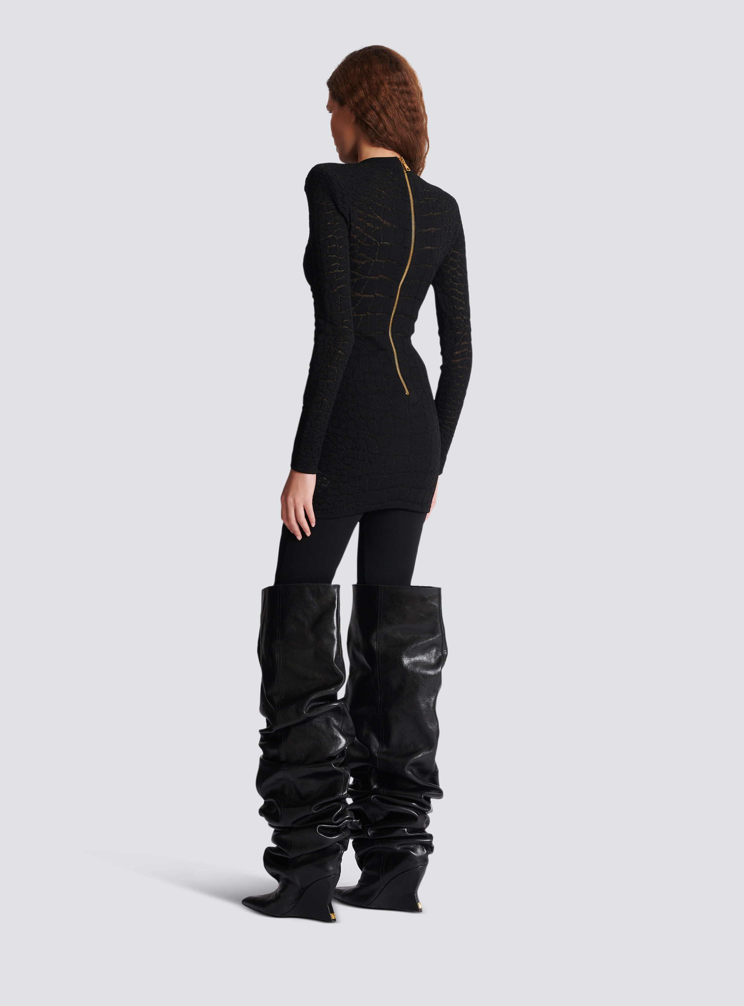 Short sequin dress in crocodile knit - 4
