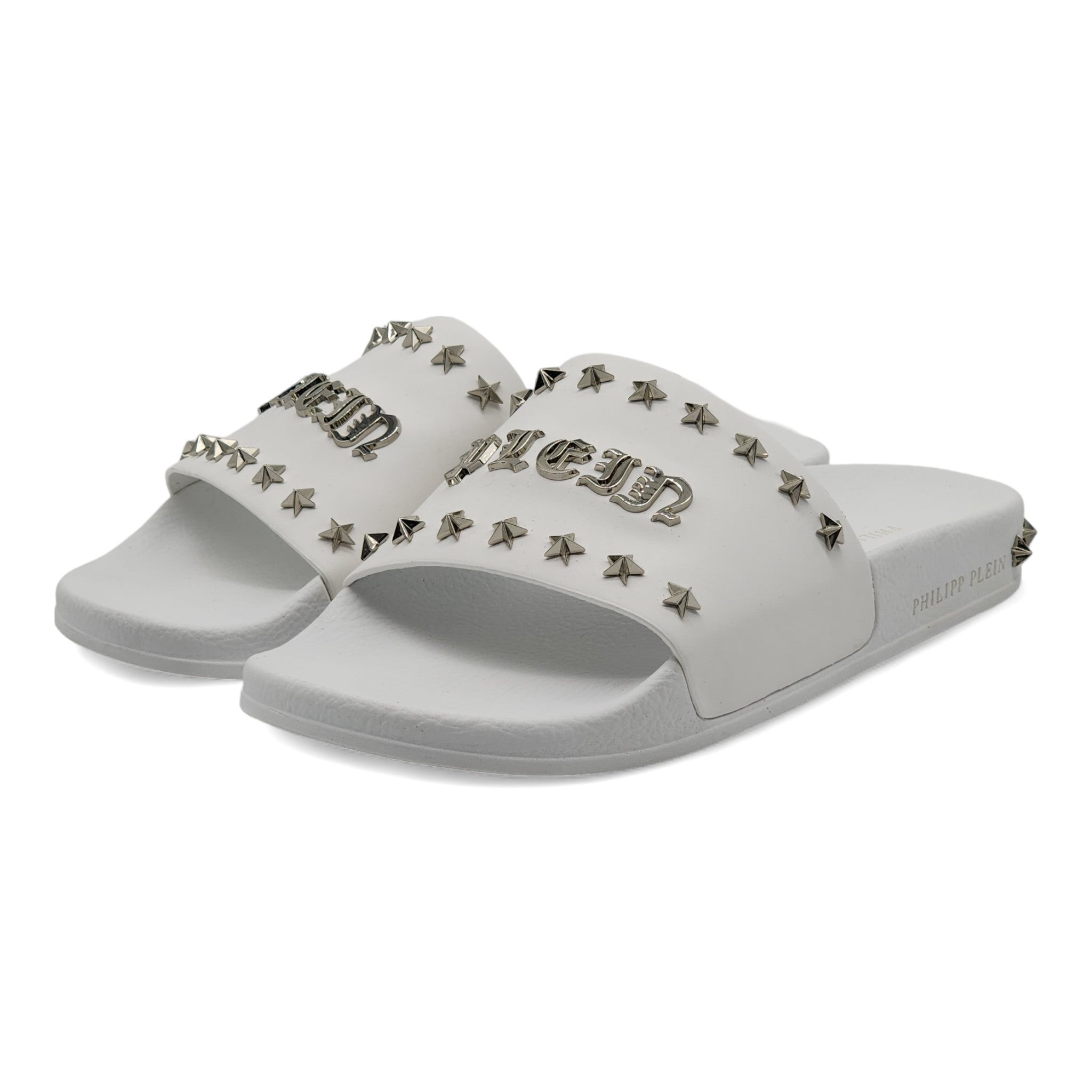 Philipp Plein Gothic Plein Studded Slides - Rubber - White - 1