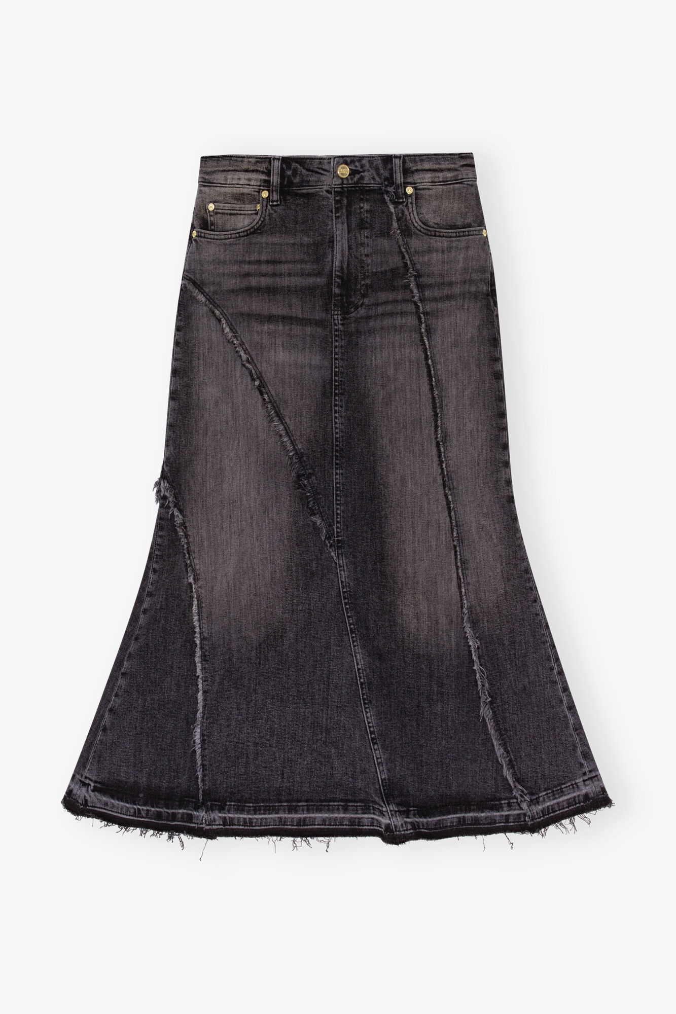 WASHED BLACK DENIM SKIRT - 1
