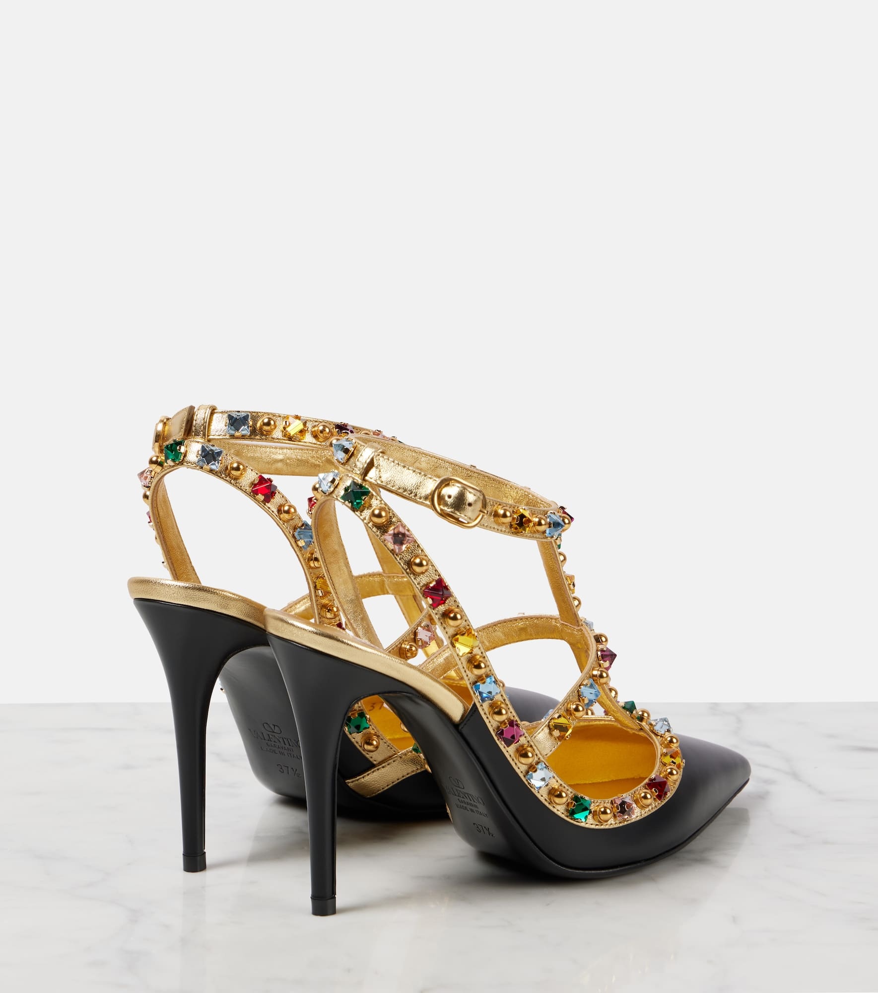Rockstud leather slingback pumps - 2