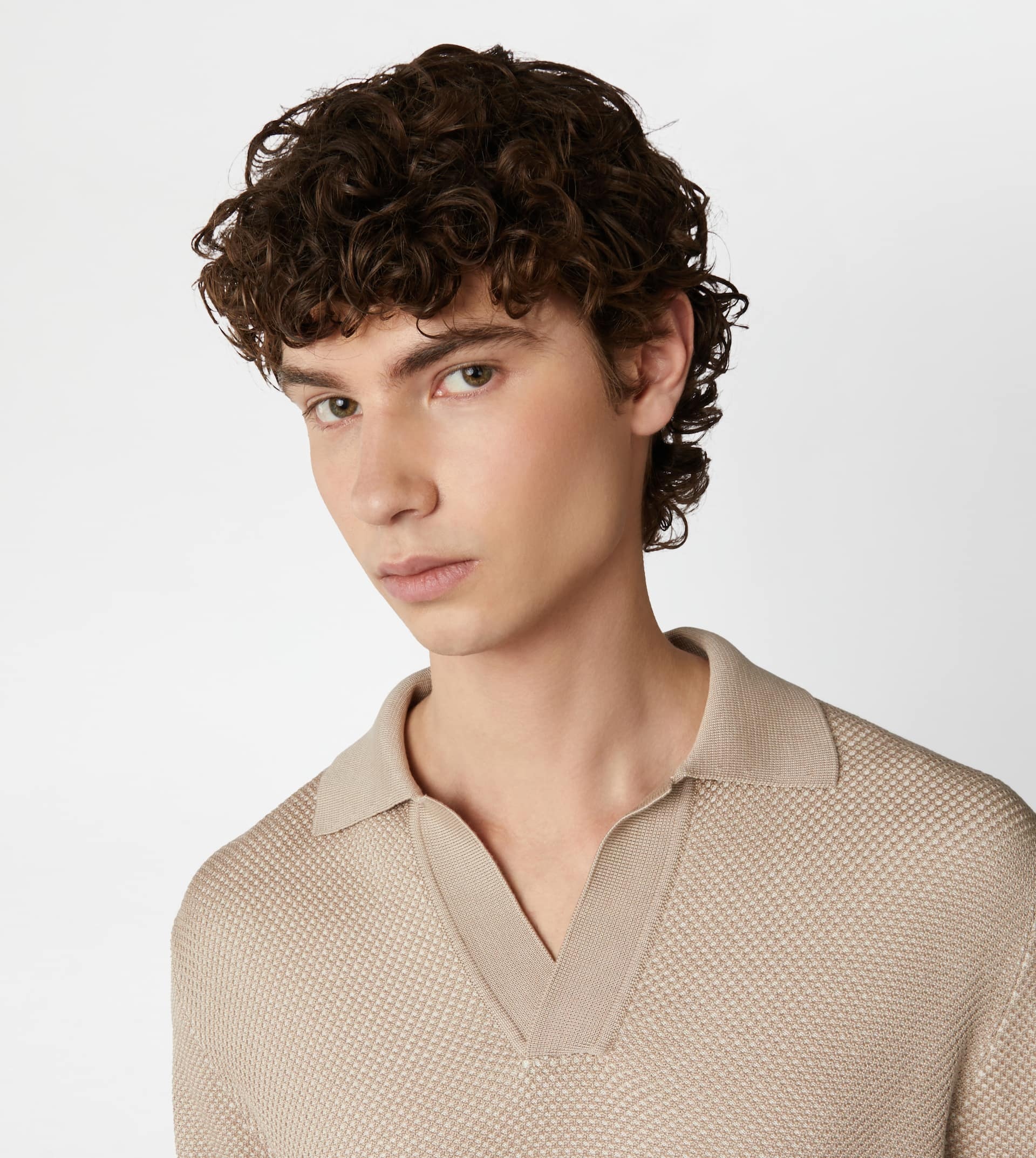 POLO SHIRT IN KNIT - BEIGE - 4