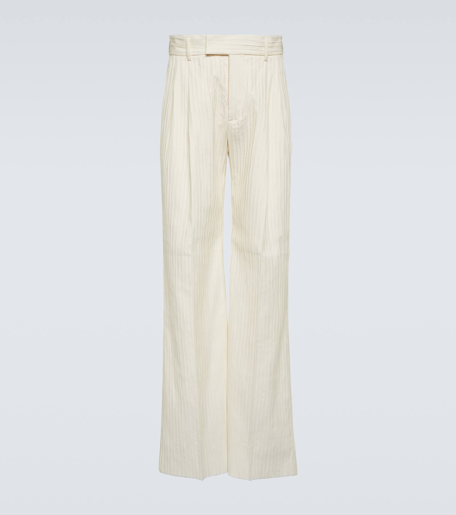 Wide-leg twill pants - 1