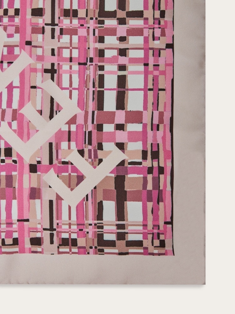 CHECK PRINT SILK FOULARD - 4