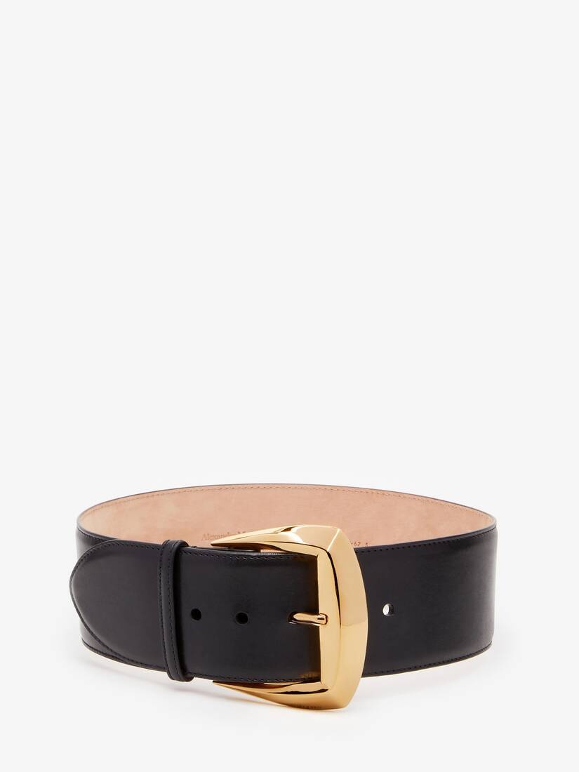 Women's Geometric Buckle Waist Belt in Black - 1