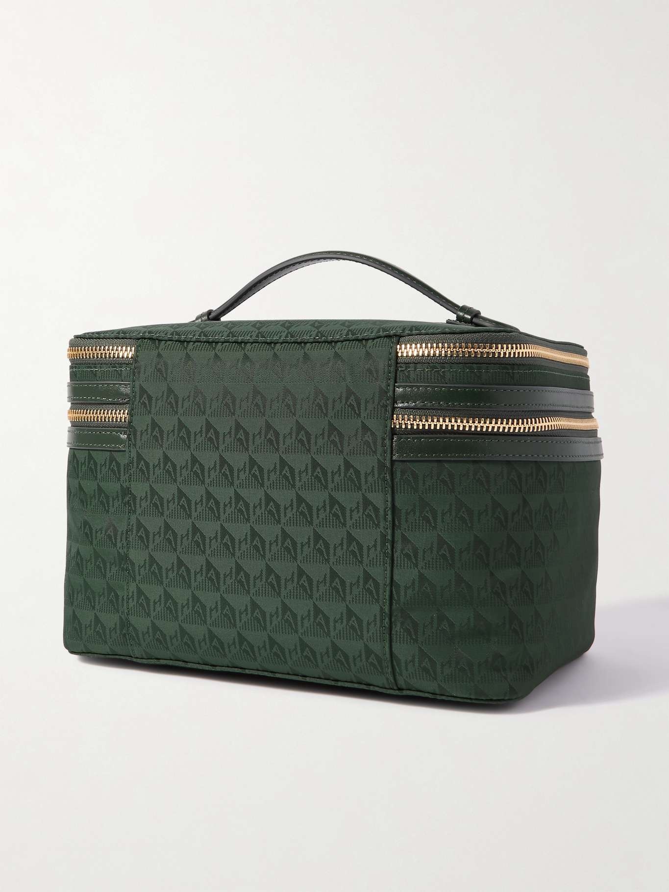 Vanity Kit leather-trimmed nylon-jacquard cosmetics case Dark green - 2