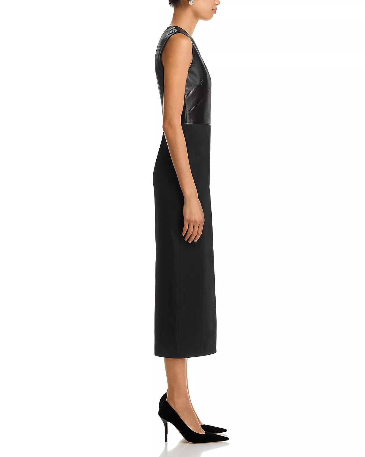 Drumialda Leather & Wool Midi Dress - 5