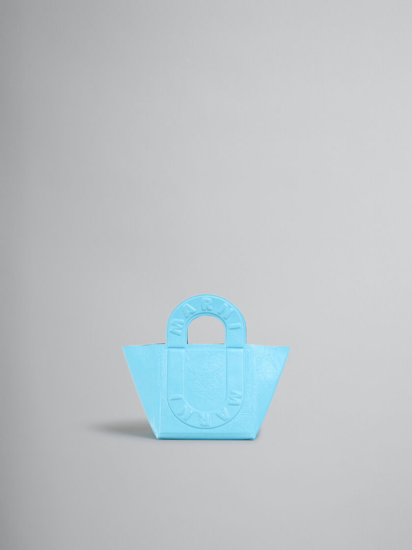 TURQUOISE LEATHER SWEEDY SMALL TOTE BAG - 1