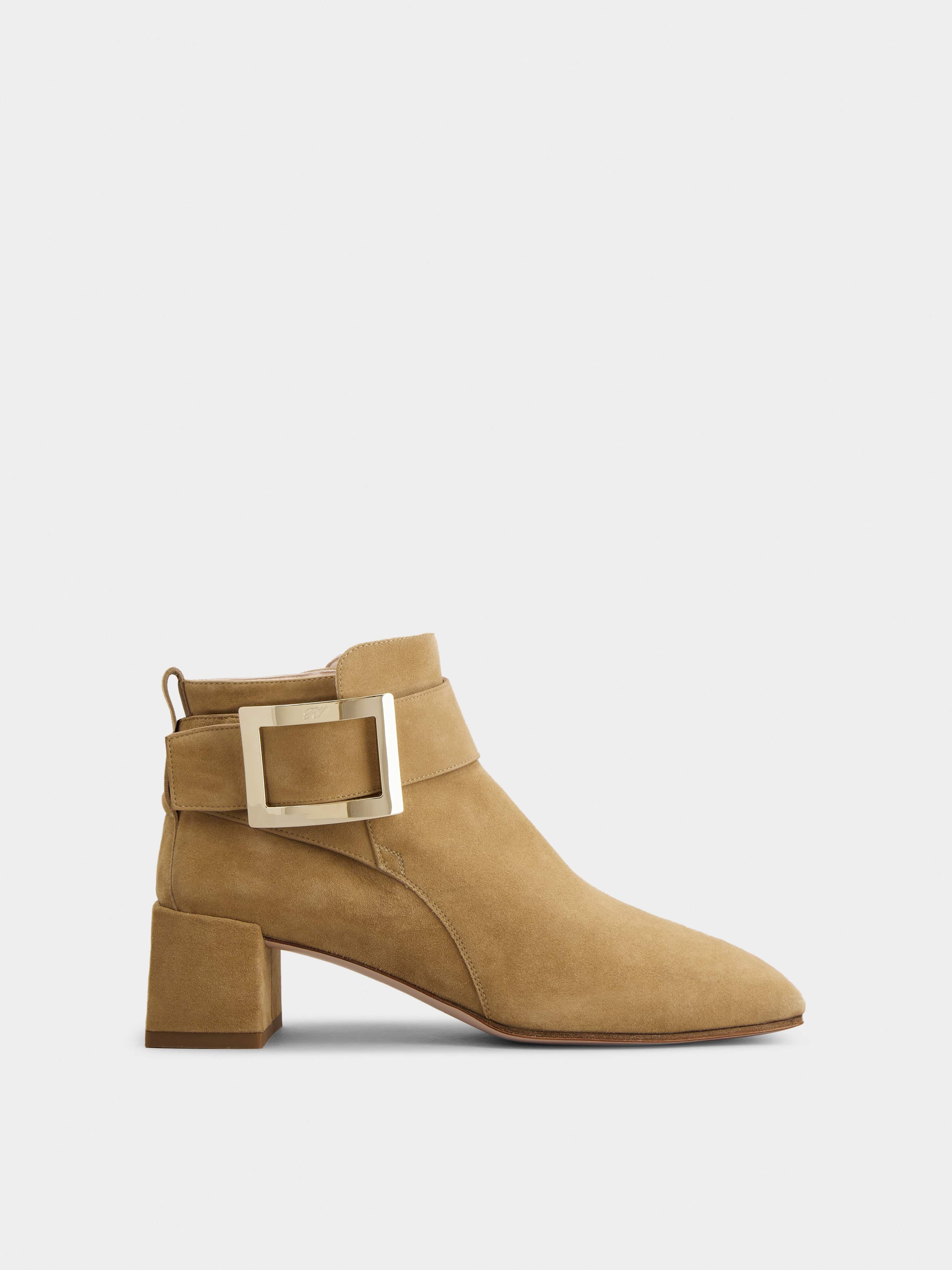 So Vivier Metal Buckle Ankle Boots in Suede - 1