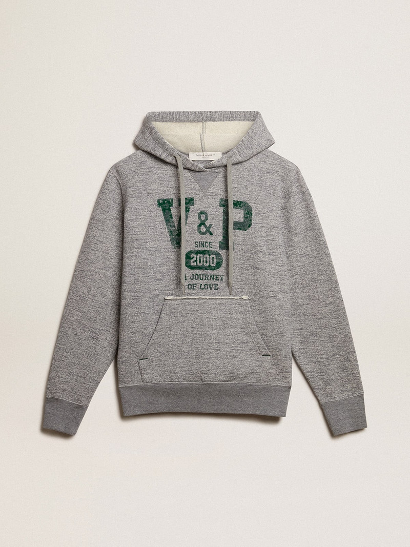 Gray hooded sweatshirt with front pocket 1