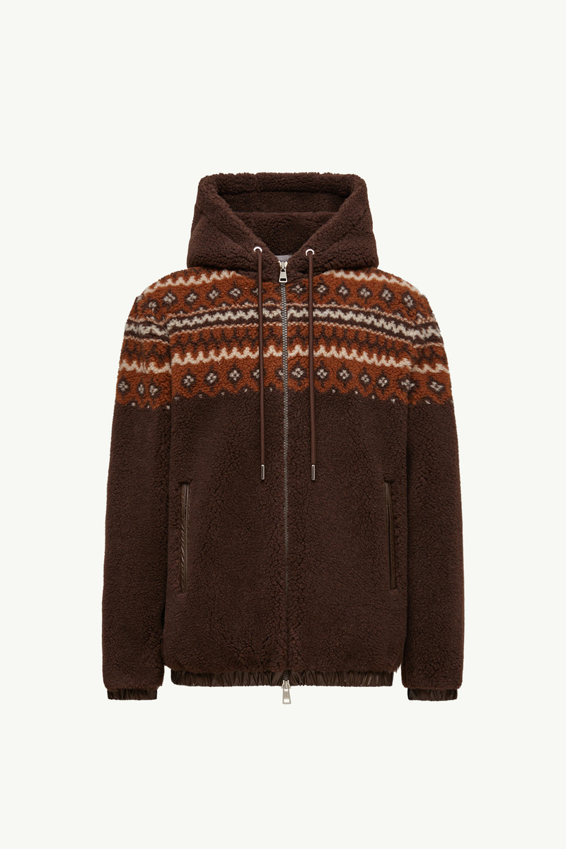 Geometric Jacquard Wool Blend Hoodie 1