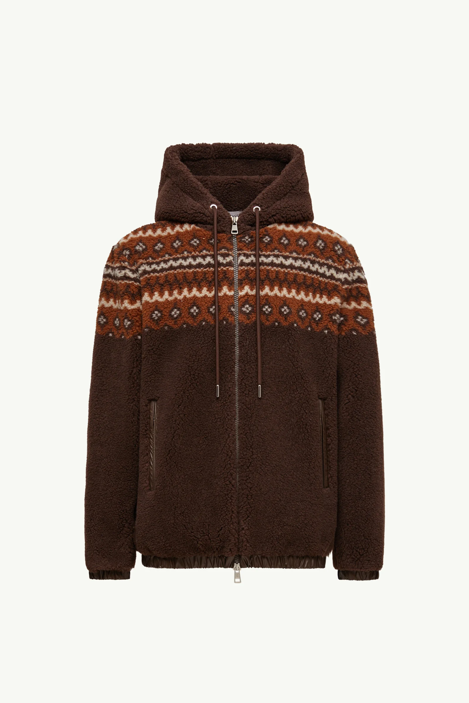 Geometric Jacquard Wool Blend Hoodie - 1