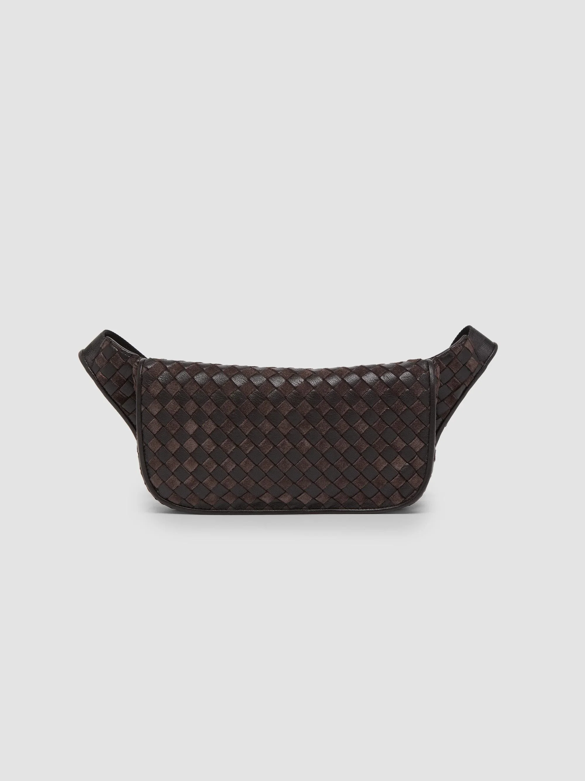Men's Veneto Intrecciato Leather Belt Bag - Espresso Vintage - 1