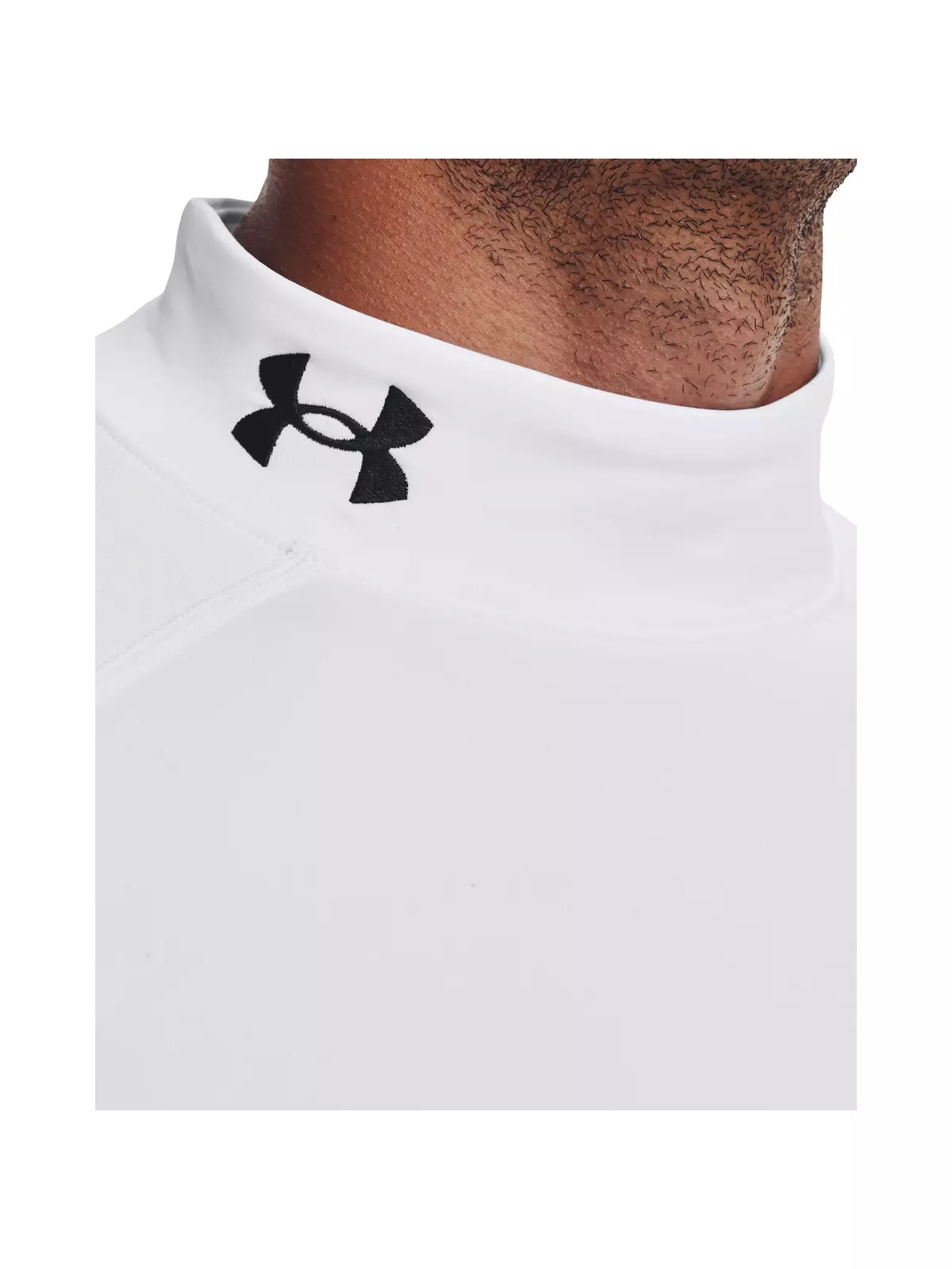 Men's ColdGear Armour Fitted Mock "White" Compression Shirt - 3
