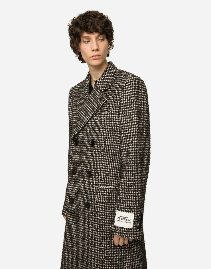 Double-breasted wool houndstooth coat - 4