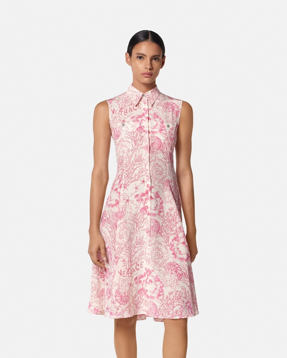 Underwater Barocco Flowy Midi Shirt Dress - 4
