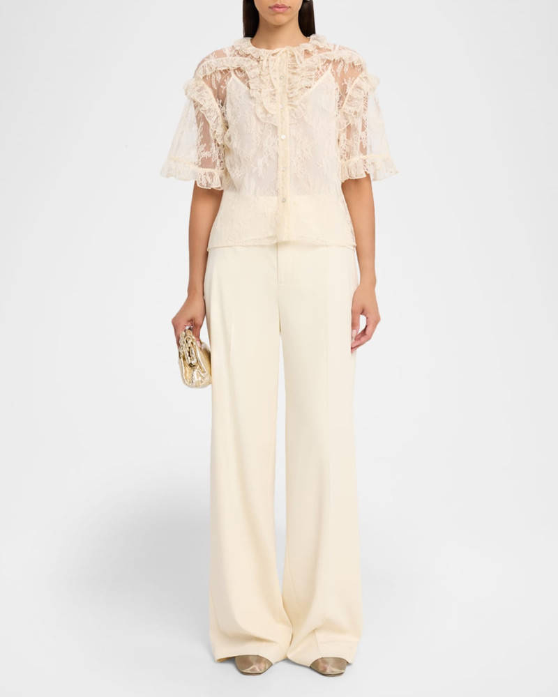 AKNVAS Kyra Button-Front Lace Top outlook